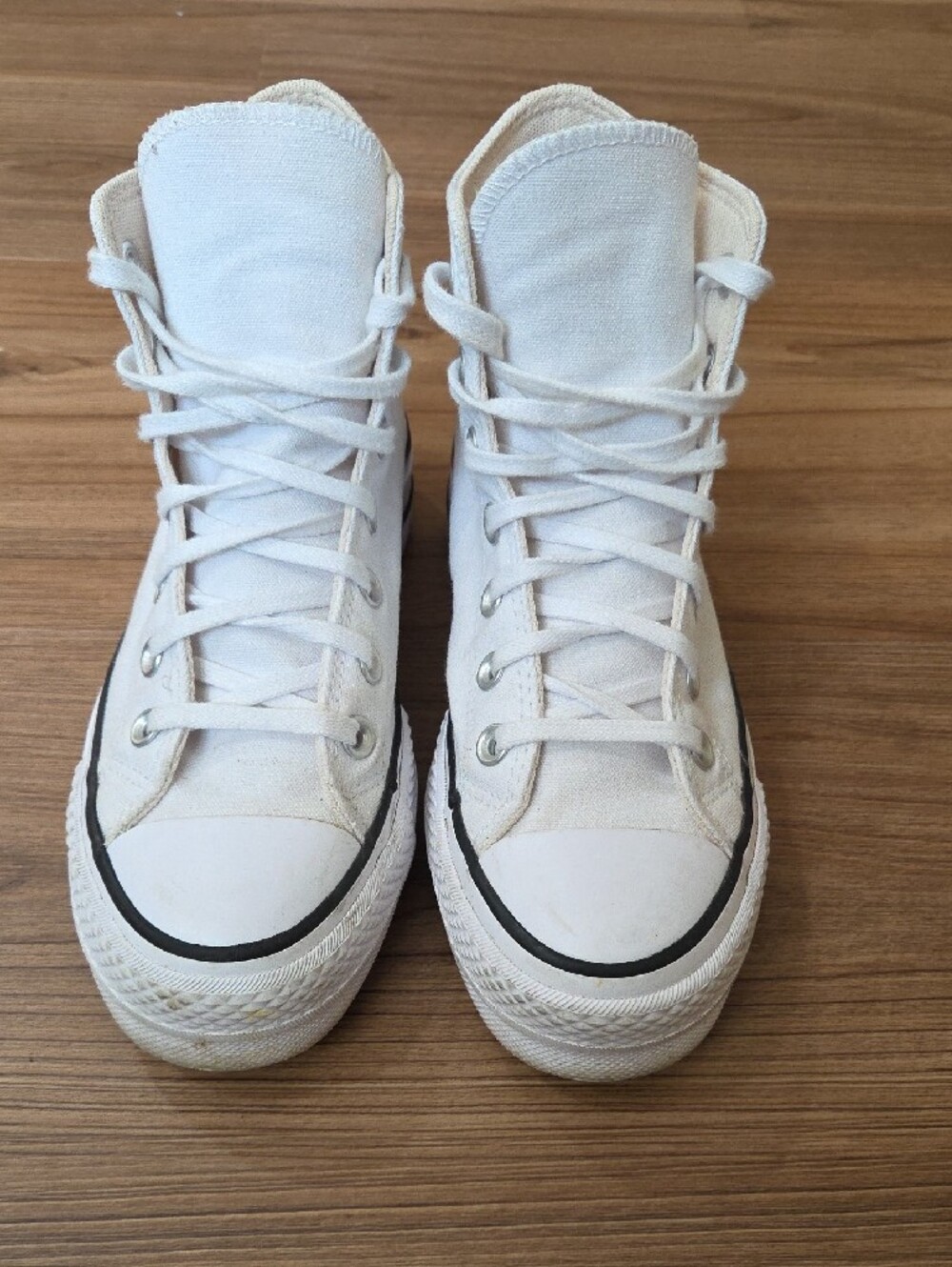 Converse White High Top Platform Sneakers - Picture 3 of 7